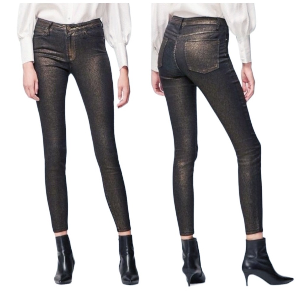 Frame Denim Gold and Black Skinny Jeans